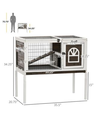 Wood Rabbit Hutch, Elevated Guinea Pig Cage with Run,