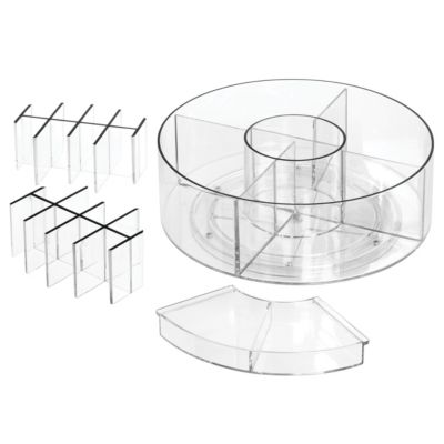 Rotating Makeup Organizer with Dividers - Clear