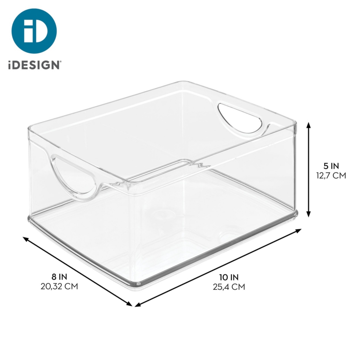 iDesign Stackable Pantry Storage Bin with Handles, Set of 4, Clear