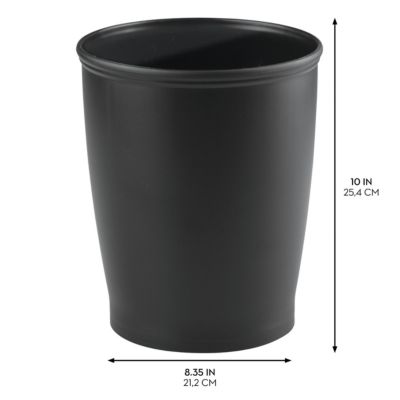 Round Plastic Bathroom Trash Cans - Set of 2 - Black - Made in USA