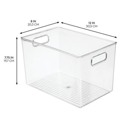 Plastic Storage Bin with Handles - Set of 4 - Clear - Made in USA