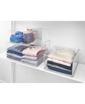 Stackable Plastic Pantry Storage Bin with Handles - Clear - Made in USA