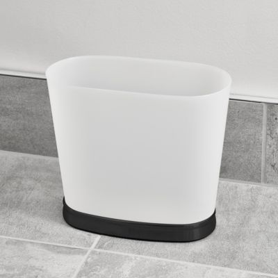 mSmall Oval Bathroom Trash Can - Frost/Matte Black - Made in USA