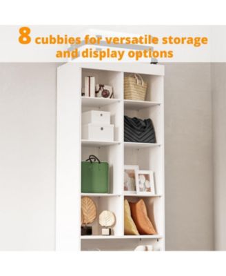 Closet Shoe Organizer Cabinet with Shelves and Cubbies, White