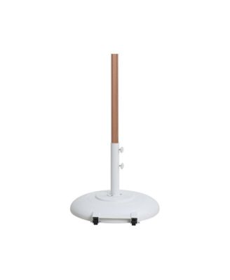 Fiji Beige Fabric / Matte White Aluminum Patio Umbrella with Base Sets