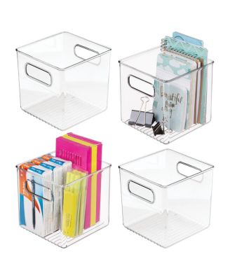 Set of 4 Cube Storage Bin with Handles