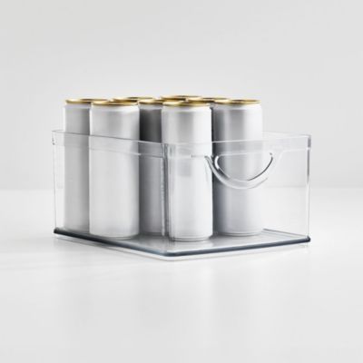 Stackable Pantry Storage Bin with Handles, Set of 2, Clear, Made in USA