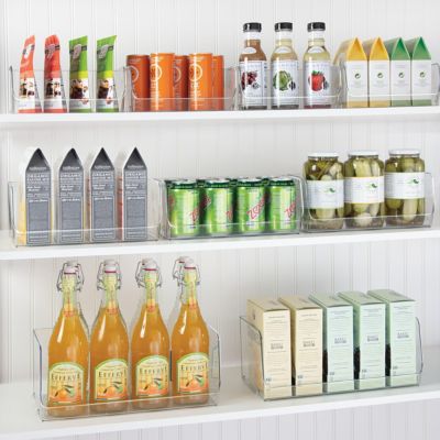 Wide Stackable Open-Front Storage Bins - Set of 3 - Clear - Made in USA