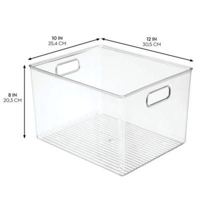 Plastic Storage Bin with Handles - Set of 4 - Clear - Made in USA