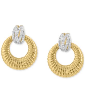 EFFY&reg; Diamond Ridged Doorknocker Drop Earrings (1/4 ct. t.w.) in 14k Gold