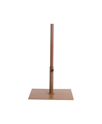 Fiji Beige Fabric / Teak Aluminum Patio Umbrella with Base Sets