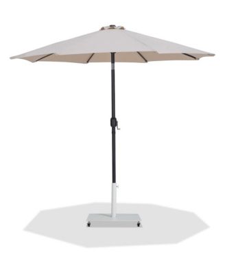 Fiji Beige Fabric / Matte White Aluminum Patio Umbrella with Base Sets