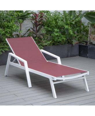 Marlin Patio Chaise Lounge Chair With Armrests in White Aluminum Frame