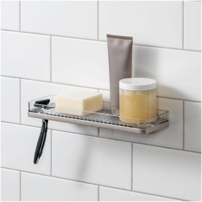 3.32" x 11.23" x 2.32" Self-Adhesive Shower Shelf with Razor Holder