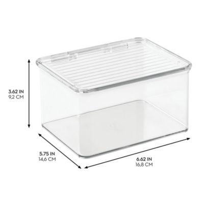 Stackable Hinged-Lid Pantry Storage Box - Set of 6 - Clear