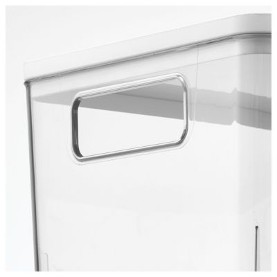 Pantry Bin with Removable Lid for Kitchen, Set of 3, Clear/White