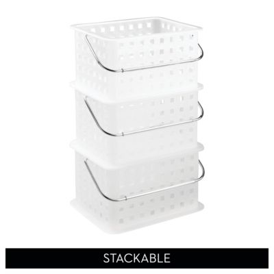 Small Stackable Shower Basket, Set of 3, Clear/Frost, Made in USA