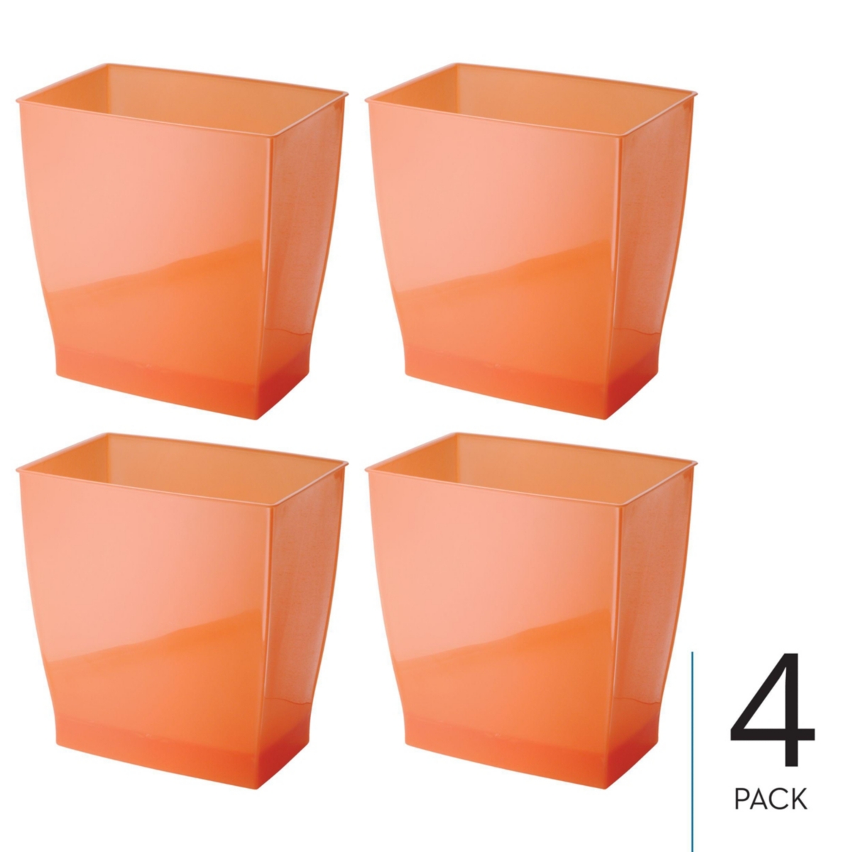 iDesign Small Bathroom Trash Cans, Set of 4, Tango Orange, Made in Usa