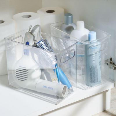 Pantry Storage Bin with Handles - Set of 2 - Clear - Made in USA