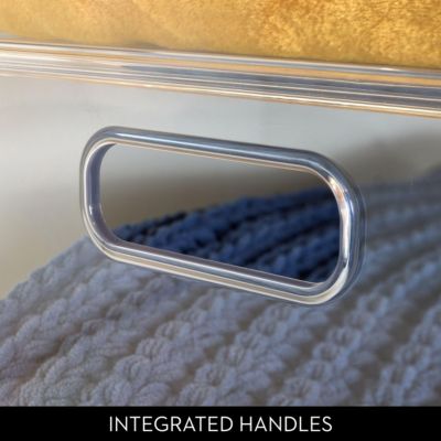 Stackable Open-Front Bin with Handles, Set of 4, Clear, Made in USA