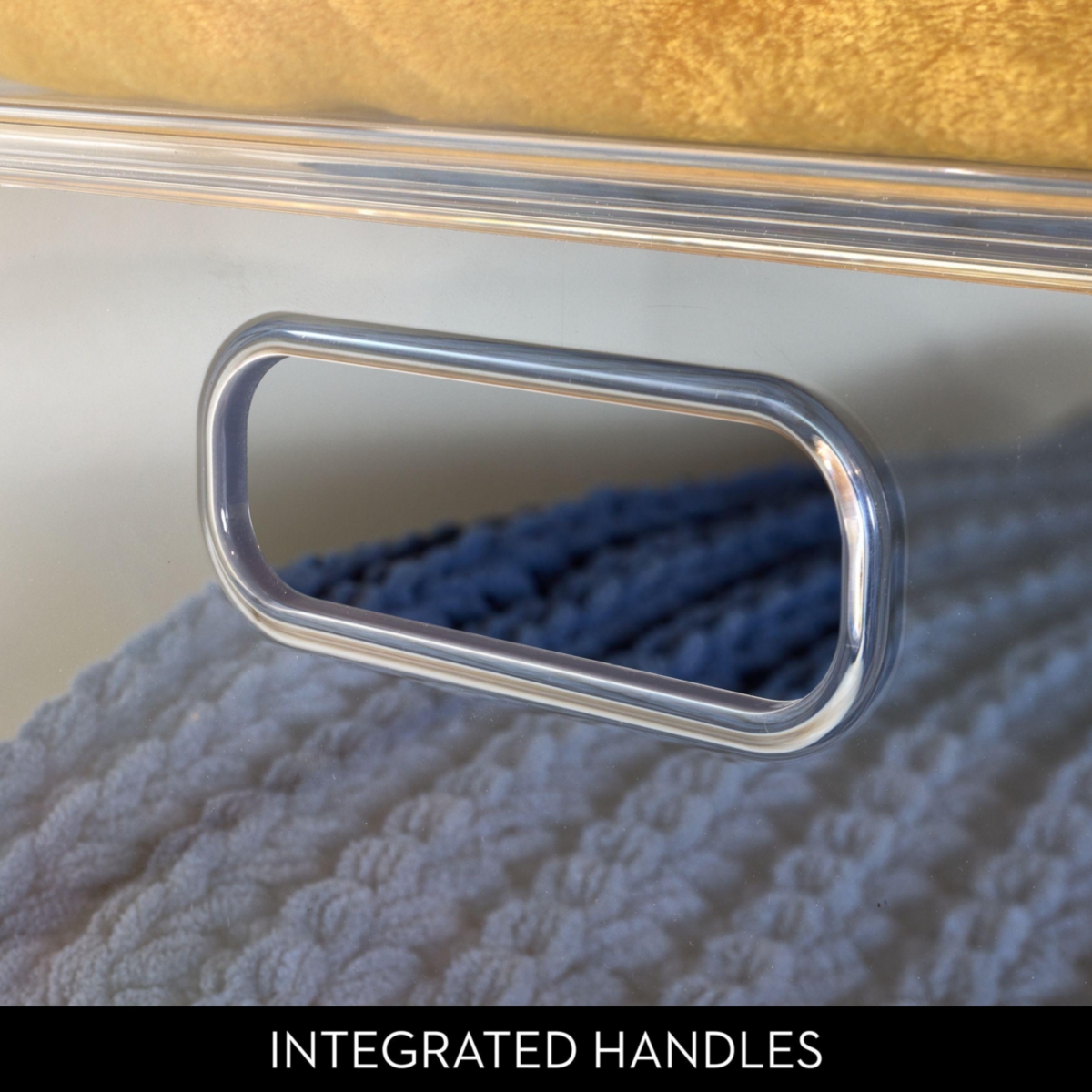 iDesign Stackable Open-Front Bin with Handles, Set of 4, Clear, Made in Usa