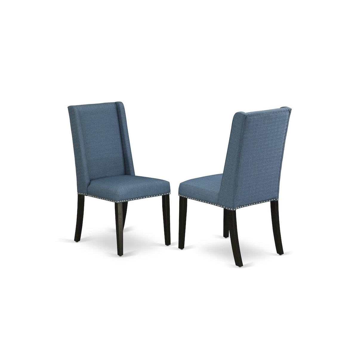 East West Furniture 5-Piece Modern Dinette Set an Excellent Cement Color Dining Room Table Top and 4 Stunning Linen Fabric Kitchen Chairs with Nail He