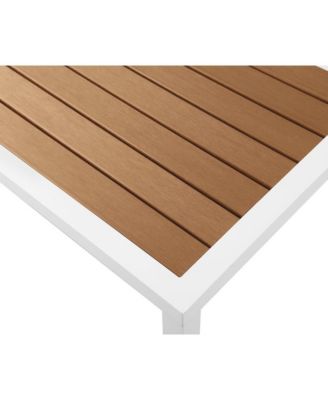 Nizuc Brown Wood Look Accent Paneling Outdoor Patio Aluminum End Table