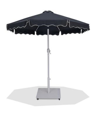 Amalfi Black With Cream Piping / Matte White Metal Patio Umbrella with Base Sets