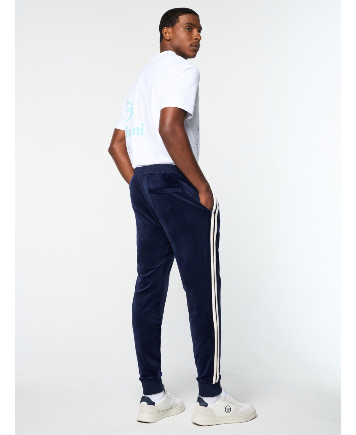 Sergio Tacchini Men's Damarindo Velour Track Pant In Blue