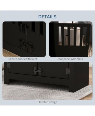 37in-L Black Elevated Dog Bowls Storage Cabinet Raised Dog Bowl Stand Feeding Station
