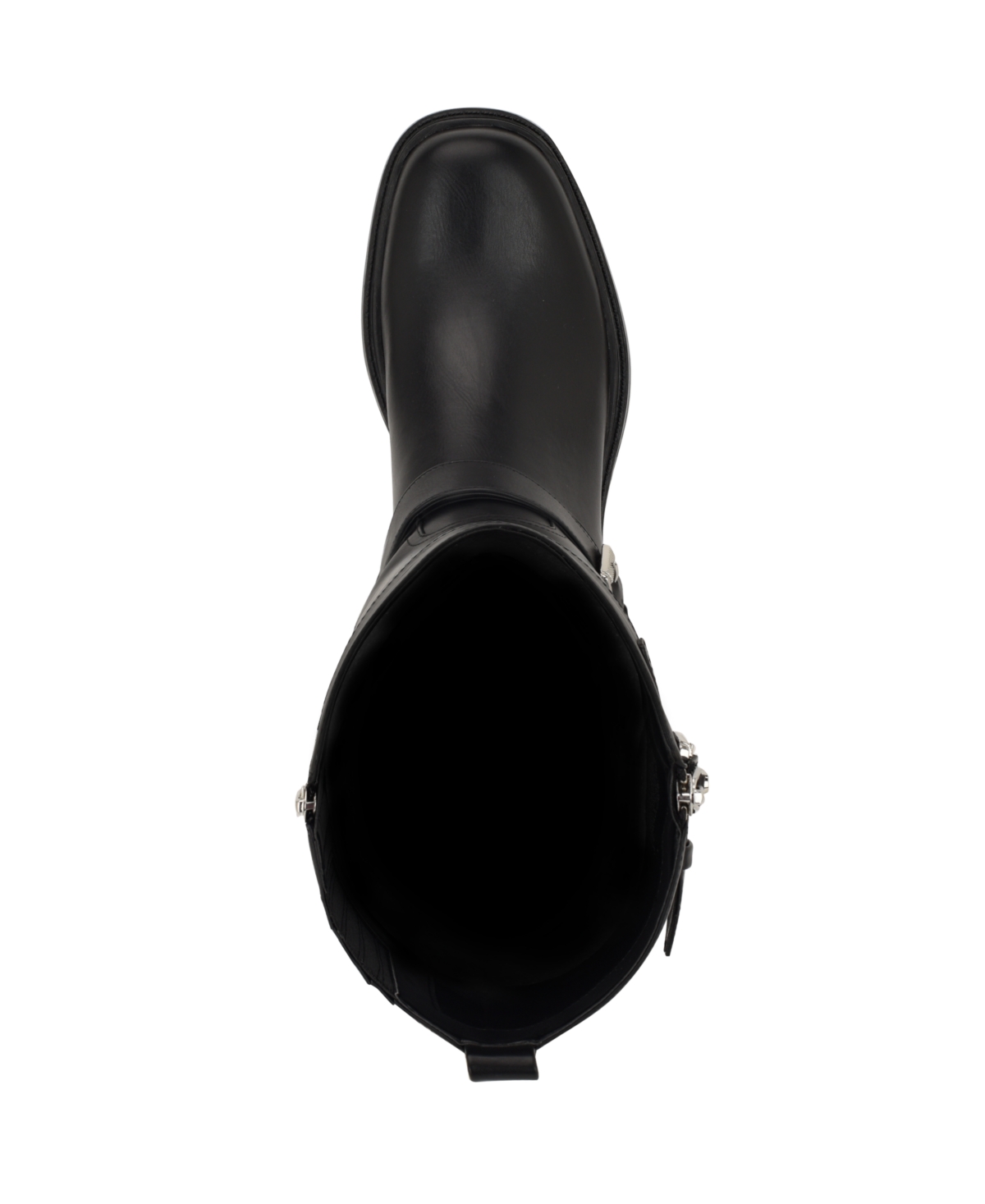 Guess Womens Lynnie Tall Buckle Moto Lug Boots Regular Wide Calf In Black