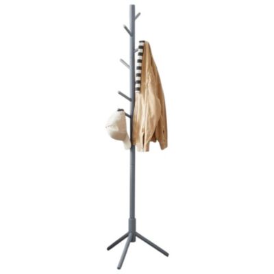 Freestanding Solid Wood Coat Rack with 8 Hooks for Entryway
