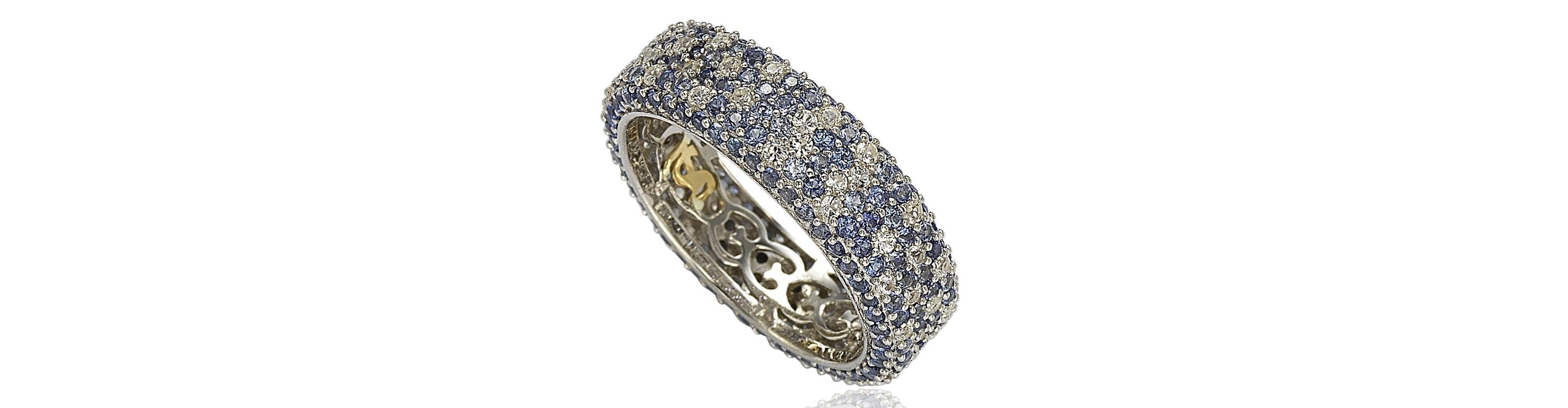 Suzy Levian Cubic Zirconia Sterling Silver Eternity Pave Ring