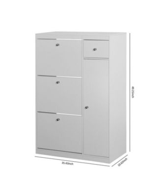 Freestanding Tipping Bucket Shoe Rack Organizer with 3 Flip Drawers, Adjustable Storage Cabinet Shelf for Entryway Narrow