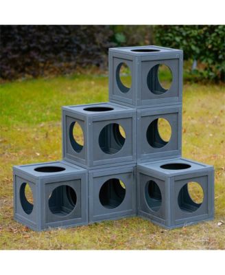68.9 in. H Outdoor Cat house Cat shelves with Removable wood boxes in Gray