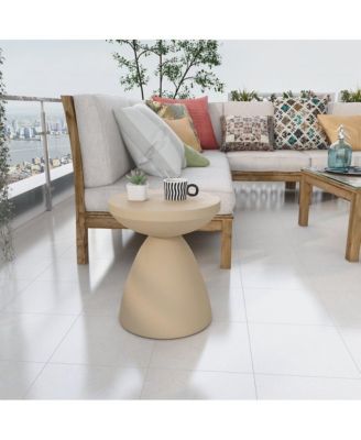 Dune Collection Fiberglass Outdoor Side Table in Beige