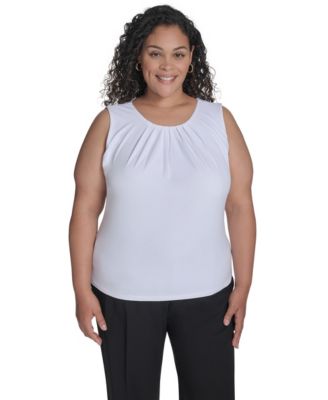 Calvin Klein - Plus Size Pleat-Neck Top