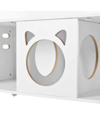 47.2 in. Wooden Cat Cabinet Cat litter box with Sisal scratching door in Cream white