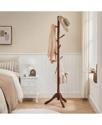 Space-Saving Solid Wood Coat Rack