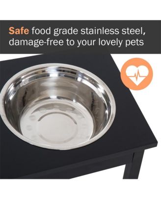 23in Black Wooden Dog Food Bowls Heavy Duty Pet Elevated Feeding Station