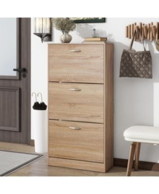 3 Drawer Shoe Storage Cabinet, 3 Tier Wood Shoe Rack Storage Organizer for Entryway