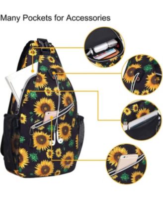 Sunflower Rope Sling Backpack - Lightweight Travel & Hiking Daypack | Water-Resistant Crossbody Chest Bag with Quick-Access Pocket