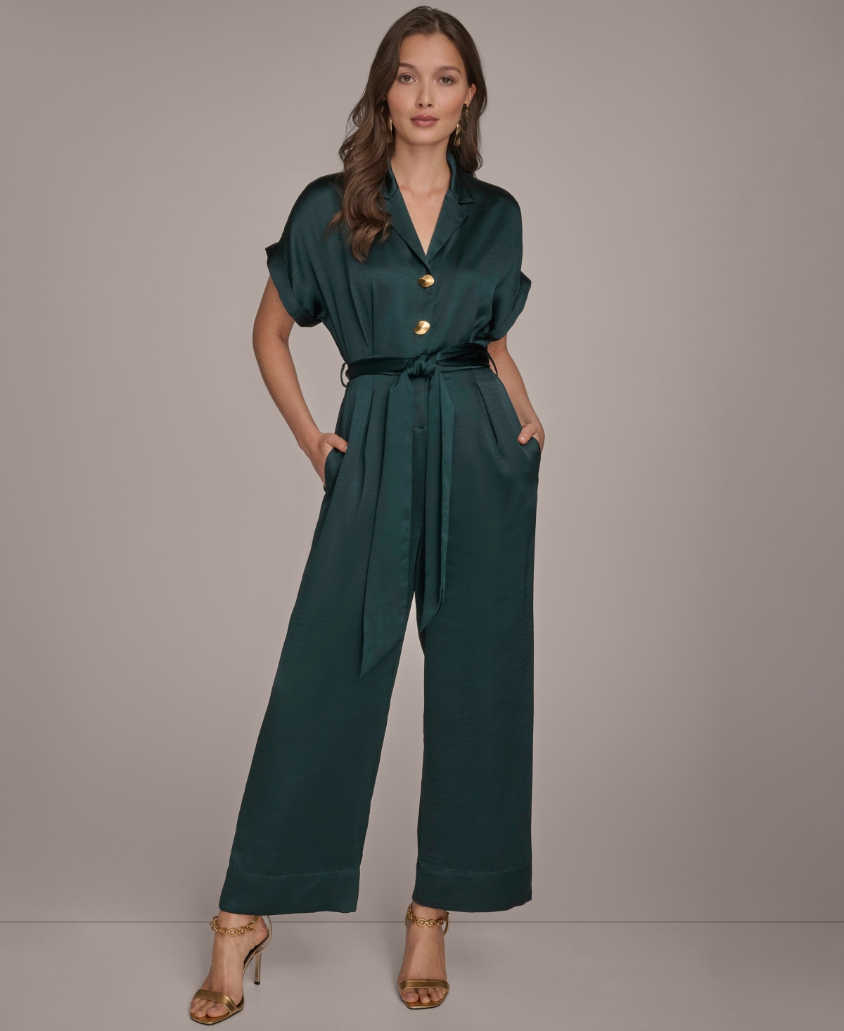 Donna Karan New York Women's Satin Wide Leg Jumpsuit