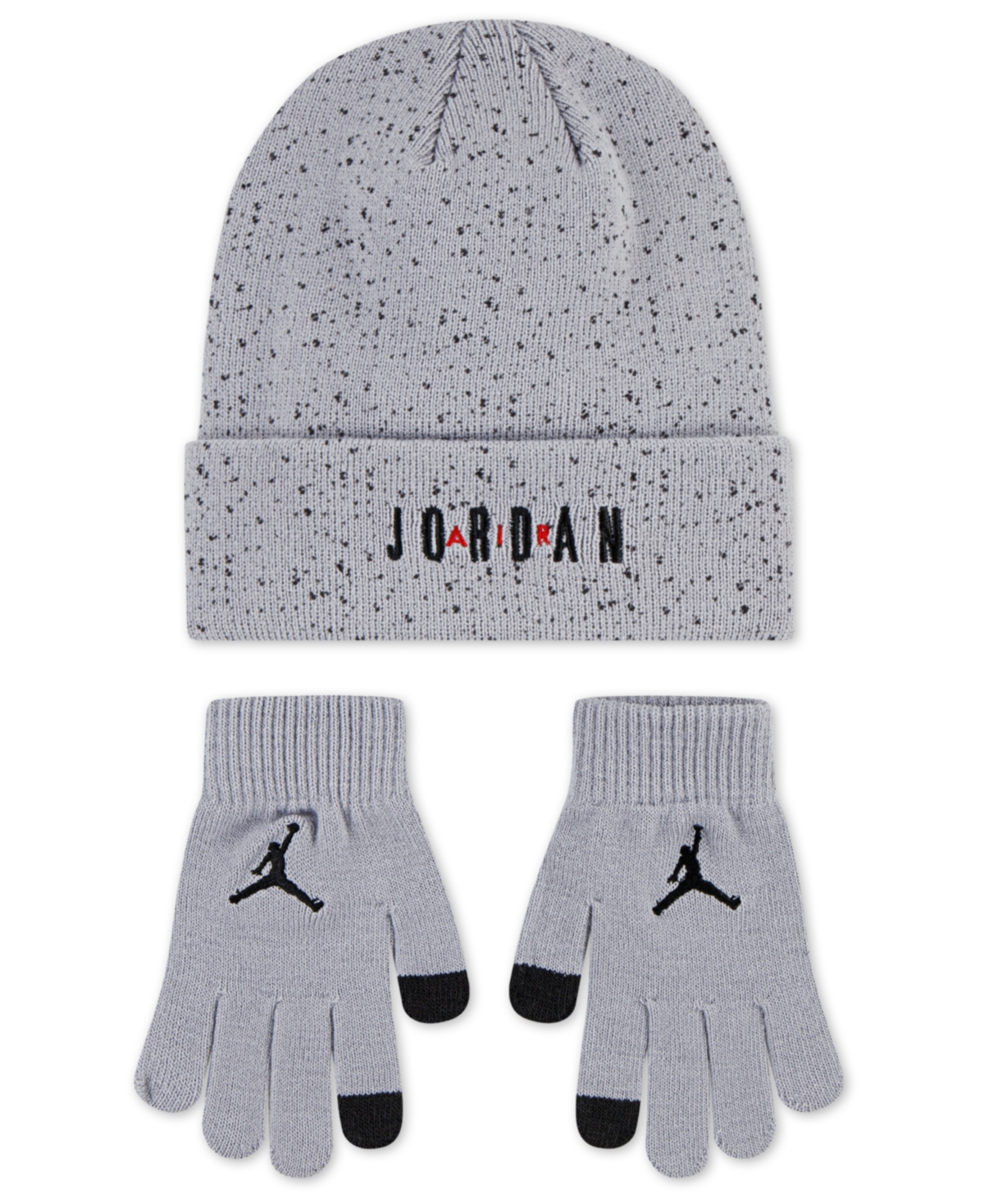Jordan Big Kids 2-piece Beanie And Gloves Set In Gray