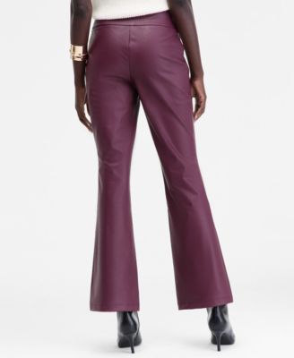 Women's Faux-Leather High-Rise Flared Pants, Macy's Exclusive