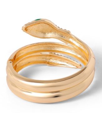 Snake Hinge Bracelet in Gold-Tone with Crystal Eyes