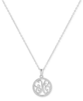 Giani Bernini - Cubic Zirconia Pav&eacute; Monogram X Pendant 18" Necklace in Sterling Silver