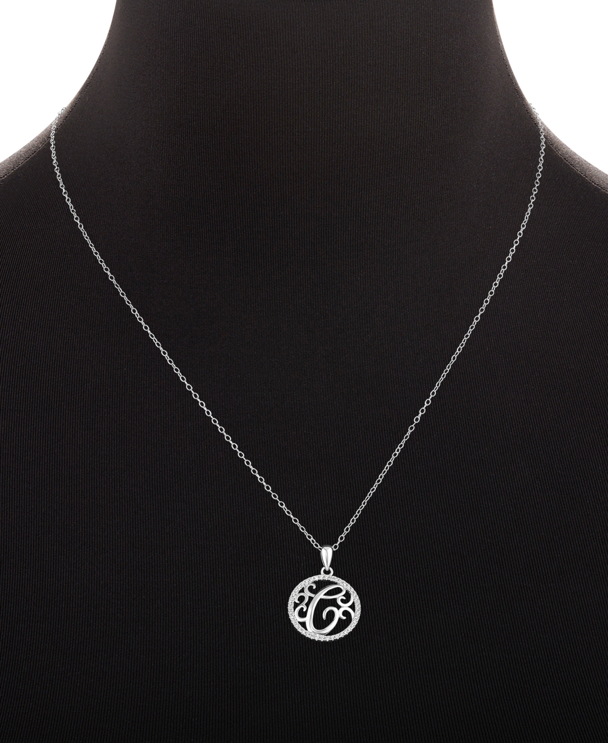 Giani Bernini Cubic Zirconia C Monogram 18" Pendant Necklace in Sterling Silver, Created for Macy's
