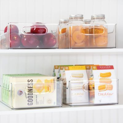Set of 4 Plastic Stackable Pantry Bin with Handles