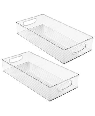 Stackable Pantry Storage Bin with Handles, Set of 2, Clear, Made in USA